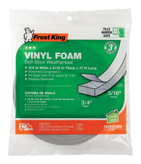 Frost King Gray Vinyl Clad Foam Weather Seal For Doors and Windows 17 ft. L X 0.19 in.