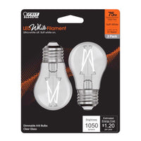 Feit White Filament A15 E26 (Medium) Filament LED Bulb Soft White 75 Watt Equivalence 2 pk