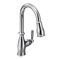 Chrome one-handle high arc pulldown kitchen faucet