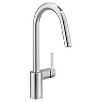 Chrome one-handle high arc pulldown kitchen faucet