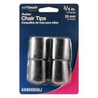 Softtouch Rubber Leg Tip Black Round 3/4 in. W X 3/4 in. L 4 pk