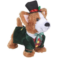 Gemmy Musical Dapper Corgi in Christmas Suit Animated Decor 10 in. (Pack of 6)