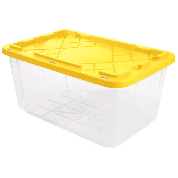 Greenmade Storage Bin with Lid, 27 Gallon, Black and Yellow 8