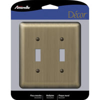 Amerelle Devon Brushed Brass 2 gang Stamped Steel Toggle Wall Plate 1 pk