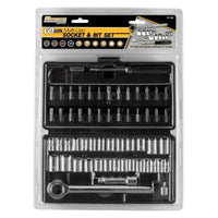 Performance Tool 1/4 and 3/8 in. drive Socket and Bit Set 60 pc