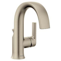 Brushed nickel one-handle high arc bathroom faucet