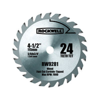 Rockwell 4-1/2 in. D X 3/8 in. Versacut Carbide Tipped Circular Saw Blade 24 teeth 1 pc