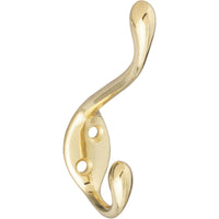 V167 Heavy Duty Garment Hook - Brass