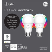 C by GE A19 E26 (Medium) LED Smart Bulb Color Changing 60 Watt Equivalence 2 pk