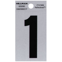 Hillman 2 in. Reflective Black Mylar Self-Adhesive Number 1 1 pc (Pack of 6)