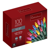 Celebrations Mini Incandescent Light Set Multicolored 20.625 ft. 100 lights Green (Pack of 24)