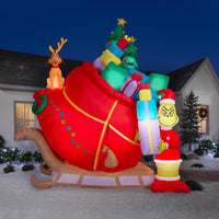 Gemmy Grinch and Max Sleigh 155.9052 in. Inflatable