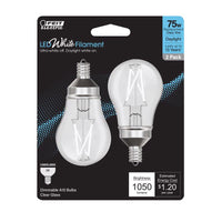 Feit White Filament A15 E12 (Candelabra) Filament LED Bulb Daylight 75 Watt Equivalence 2 pk - Deal of The Week