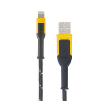 DeWalt Black/Yellow Braided Lightning USB Charge and Sync Cable For Apple 10 ft. L