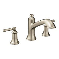 Brushed nickel two-handle high arc roman tub faucet