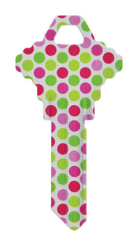 Hillman Wackey Polka Dots House/Office Universal Key Blank Single (Pack of 6).