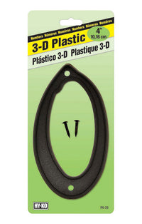 Hy-Ko 4 in. Plastic Black 0 Number Nail-On