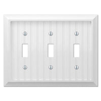 Amerelle Cottage White 3 gang Wood Toggle Wall Plate 1 pk