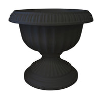 Bloem 14.8 in. H X 18 in. W X 17.8 in. D Plastic Grecian Urn Flower Pot Black