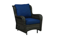 Living Accents Avondale Brown Wicker Frame Deep Seating Bench Glider Navy Blue