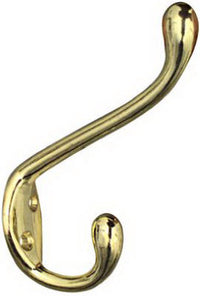 National Hardware 4.59 in. L Brass Gold Zinc Heavy Duty Garment Hook 35 lb. cap. 1 pk