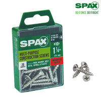 SPAX No. 10 x 1-1/4 in. L Phillips/Square Flat Head Zinc-Plated Steel Multi-Purpose Screw 20 each