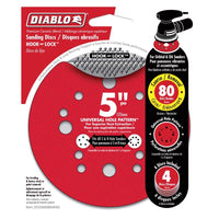 Diablo 5 in. Ceramic Blend Hook and Lock Sanding Disc 80 Grit Coarse 4 pk