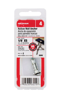 Hillman 1/8 in. Dia. x 1 in. L Metal Hollow Head Hollow Wall Anchors 2 pk (Pack of 10)