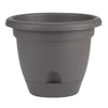 Bloem Lucca Charcoal Gray Resin UV-Resistant Round Self-Watering Planter 8.8 H x 11 Dia. in.