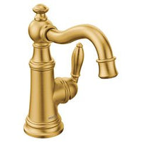 Brushed gold one-handle high arc bathroom faucet