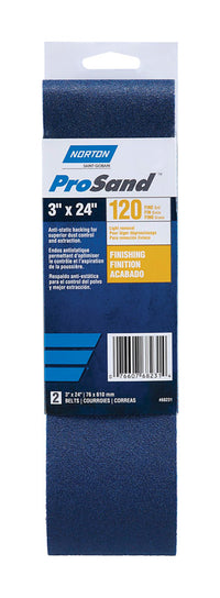 Norton ProSand 24 in. L X 3 in. W Zirconia Alumina Cloth Protable Sanding Belt 120 Grit Medium 2 pk