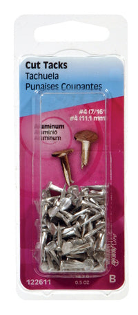 Hillman No. 4 x 7/16 in. L Silver Aluminum Cut Tacks 0.5 pk (Pack of 6)