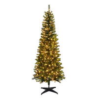 Celebrations 7 ft. Pencil LED 250 ct Highland Green Spruce Christmas Tree