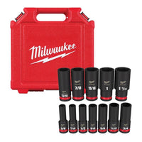 Milwaukee Shockwave 1/2 in. drive SAE 6 Point Deep Socket Set 12 pc