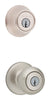 Kwikset Cove Brushed Entry Knob and Single Cylinder Deadbolt KW1 2-3/4 in.