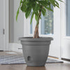 Bloem Lucca Charcoal Gray Resin UV-Resistant Round Self-Watering Planter 8.8 H x 11 Dia. in.