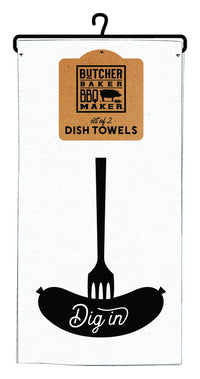 Open Road Brands Butcher Baker BBQ Maker Dig In Dish Towels Cotton (Pack of 6)