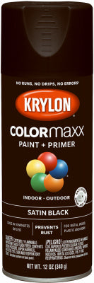 Krylon K05557007 12 Oz Black Satin COLORmaxx Spray Paint