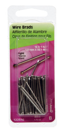 Hillman 16 Ga. x 1-1/2 in. L Bright Steel Brad Nails 1 pk 1.75 oz. (Pack of 6)