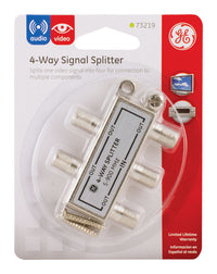 GE F-Connector F 4 Way Signal Splitter 1 pk