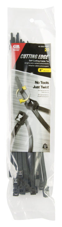 Gardner Bender 8 in. L Black Self-Cutting Cable Tie 20 pk