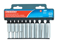 Crescent Assorted Sizes X 1/4 in. drive Metric 6 Point Deep Well Socket Set 10 pc