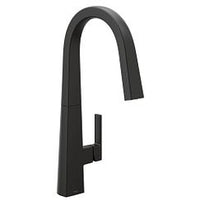 Matte black one-handle high arc pulldown kitchen faucet