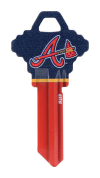 Hillman MLB Atlanta Braves House/Office Key Blank 68 SC1 Single  For Schlage Locks (Pack of 6).