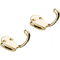 V163 Double Clothes Hook 2/pk - Polished Brass