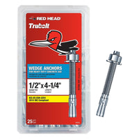 Red Head Tru Bolt 1/2 in. Dia. x 4-1/4 in. L Steel Hex Head Wedge Anchor 25 pk