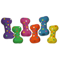 Multipet Squeakables Assorted Polka Dot Bone Latex Dog Toy Small - Unit