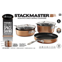 Gotham Steel Stackmaster Aluminum Fry Pan Set Copper