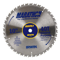 Irwin Marathon 10 in. D X 5/8 in. Carbide Miter and Table Saw Blade 40 teeth 1 pk