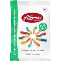 Albanese Mini Neon Worms 5 Sour Fruit Flavors Gummi Candy 7 oz. (Pack of 12)